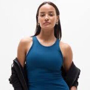 NWT-Athleta Signature Rib Y Back Tank -Maritime- Size L